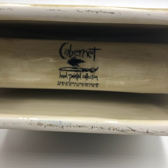 Tabletops Unlimited Cabernet Handpainted Collection Ceramic Napkin Holder Grapes - Picture 8 of 11